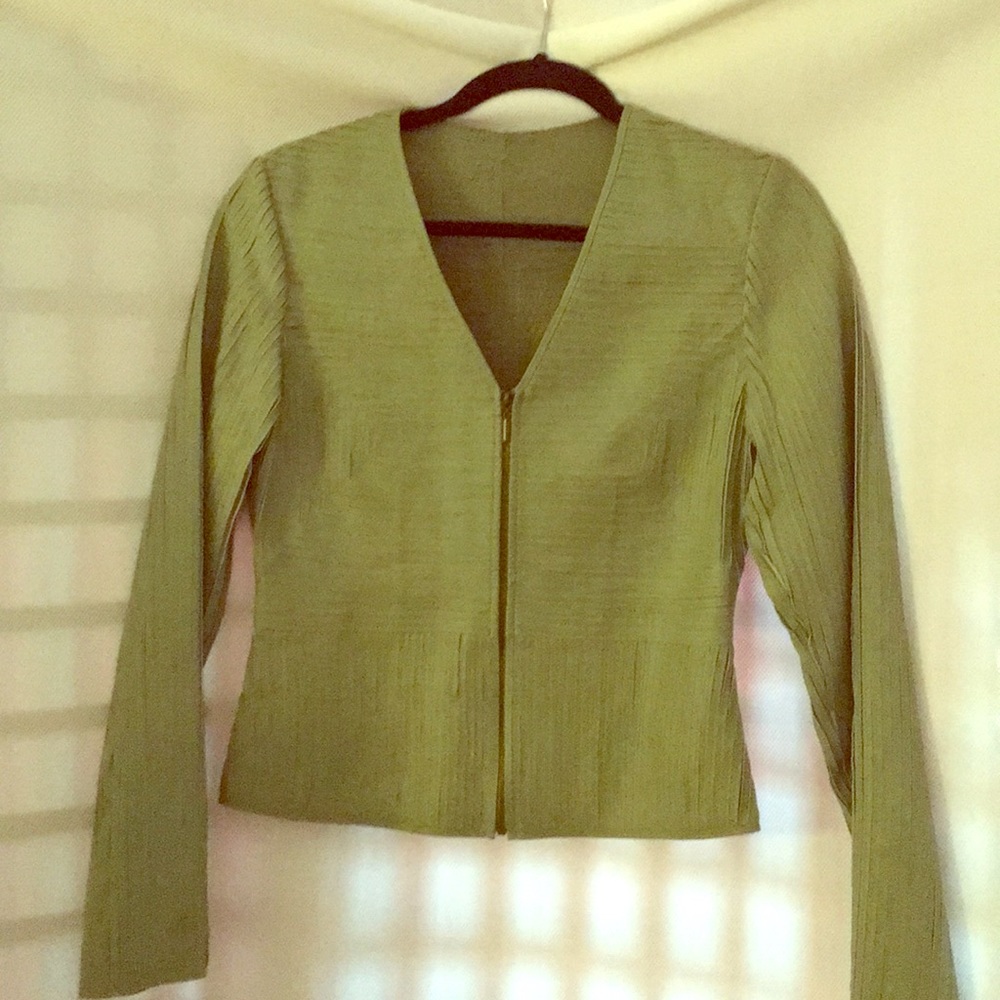 Green leather and spandex jacket